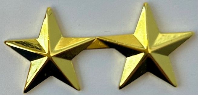 2 STAR COLLAR PINS, 5/8" TALL, SOLD IN PAIRS.